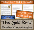 California Gold Rush Close Reading Activity | 5th Grade & 6th Grade