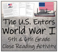 United States Enters World War I Close Reading Activity 5th Grade & 6th Grade