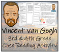 Vincent van Gogh Close Reading Activity | 3rd Grade & 4th Grade