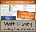 Walt Disney Close Reading Activity | 5th Grade & 6th Grade
