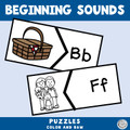 Beginning Sounds Bundle Clip Cards, Puzzles, Worksheets & Flashcards