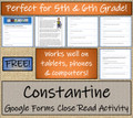 Constantine Close Reading Activity Digital & Print | 5th Grade & 6th Grade