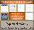 Spartacus Close Reading Activity Digital & Print | 5th Grade & 6th Grade