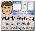 Mark Antony Close Reading Activity Digital & Print | 3rd Grade & 4th Grade