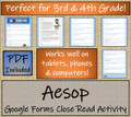 Aesop Close Reading Activity Digital & Print | 3rd Grade & 4th Grade
