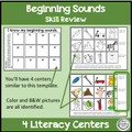 Beginning Sounds Literacy Centers Skill Review