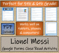 Lionel Messi Close Reading Activity Digital & Print | 5th Grade & 6th Grade