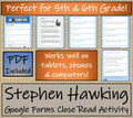 Stephen Hawking Close Reading Activity Digital & Print | 5th Grade & 6th Grade