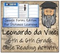 Leonardo da Vinci Close Reading Activity Digital & Print | 5th Grade & 6th Grade