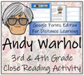 Andy Warhol Close Reading Activity Digital & Print | 3rd Grade & 4th Grade