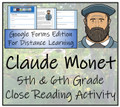 Claude Monet Close Reading Activity Digital & Print | 5th Grade & 6th Grade