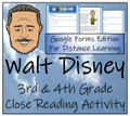 Walt Disney Close Reading Activity Digital & Print | 3rd Grade & 4th Grade