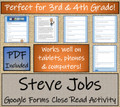 Steve Jobs Close Reading Activity Digital & Print | 3rd & 4th Grade
