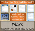 Mars Close Reading Activity Digital & Print | 3rd Grade & 4th Grade