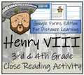 King Henry VIII Close Reading Activity Digital & Print | 3rd Grade & 4th Grade