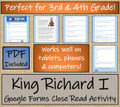 King Richard I Close Reading Activity Digital & Print | 3rd & 4th Grade