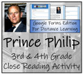 Prince Philip Close Reading Activity Digital & Print | 3rd & 4th Grade