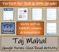 Taj Mahal Close Reading Activity Digital & Print | 3rd Grade & 4th Grade