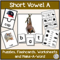 CVC Short Vowel A Bundle Make-A-Word, Puzzles, Worksheets & Flashcards