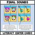 Ending Sounds Matching Literacy Center Beach Theme 