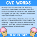 CVC Words, Short Vowels  Literacy Center