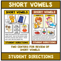 Short Vowels  Literacy Centers