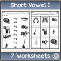 CVC Short Vowel I Bundle Make-A-Word, Puzzles, Worksheets & Flashcards