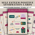 Self-Esteem Positive Affirmations Cards Printable - Positive Self Talk - Self-Confidence - 72 Card Set