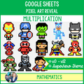 Google Sheets™ PixelArt Reveal – Multiplication - Superhero Inspired Theme
