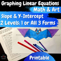 Graphing Linear Equations Bat Halloween Math & Art Activity Slope & Y Intercept
