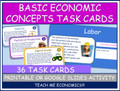 Basic Economic Concepts Task Cards Elementary, Google Slides Printable Worksheet