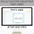 Solve Two-Step Equations Task Cards (Print & Digital)