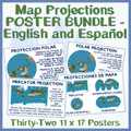 Printable 8.5 x 11 Map Projections Posters - English and Spanish (Dual, Spanish, Immersion)