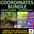 MATH COORDINATES: BUNDLE - Escape Room, Translate, Rotate, Reflect and Plot in 1, 2 and 4 Quadrants