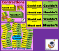 ELA CONTRACTIONS BUNDLE: 54 Posters, 54 Flashcards, Snap Game, I have...Who has?