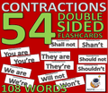 ELA CONTRACTIONS: 54 Double Sided Flashcards, Expanded and Contracted form