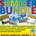 SUMMER BUNDLE: 5 Activities: Escape Room, STEM challenge, Science, Color book