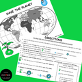 Earth Day Math Project Based Learning SAVE the PLANET Fractions Decimals Percents