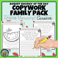 August Copywork Printables - Family Pack