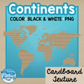 Burlap & Cardboard Continent Clipart! Color and Black and White