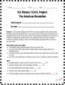 8th Grade US History American Revolution TEKS Project