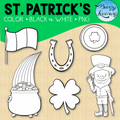 St Patricks Day Clipart - Color and Black and White PNG's