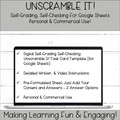 12 Question Self-Grading Self-Checking Unscramble It! Task Card Template for Google Sheets (Fall Edition)