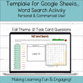 Self-Grading Self-Checking Word Search Template for Google Sheets - Fall - 12 Task Card Questions