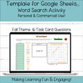 Self-Grading Self-Checking Word Search Template for Google Sheets - Fall - 16 Task Card Questions