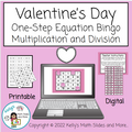 Valentine's Day One-Step Equation Bingo - Multiplication and Division - Digital and Printable