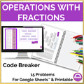 Operations with Fractions Activity | Add Subtract Multiply Divide Code Breaker
