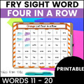 Fry's First 100 Sight Word Games: Four in a Row: Words 11 - 20 - Printable