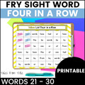 Fry's First 100 Sight Word Games: Four in a Row: Words 21 - 30 - Printable