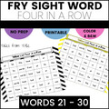 Fry's First 100 Sight Word Games: Four in a Row: Words 21 - 30 - Printable
